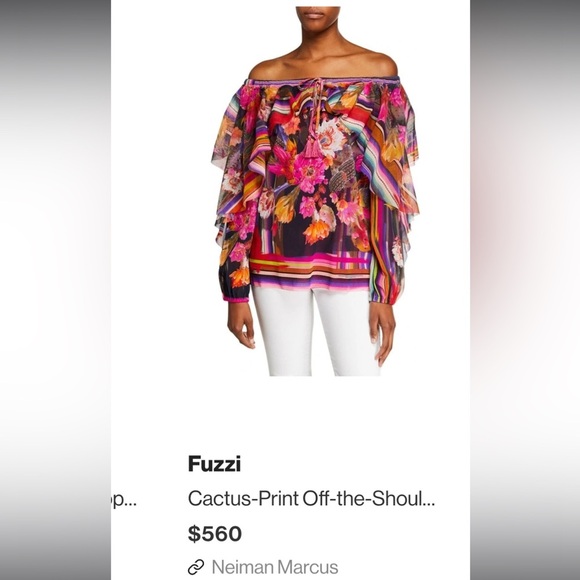 RARE FUZZI boho Jean Paul Gaultier cactus pink printed top tassels $560 fall - Picture 1 of 6